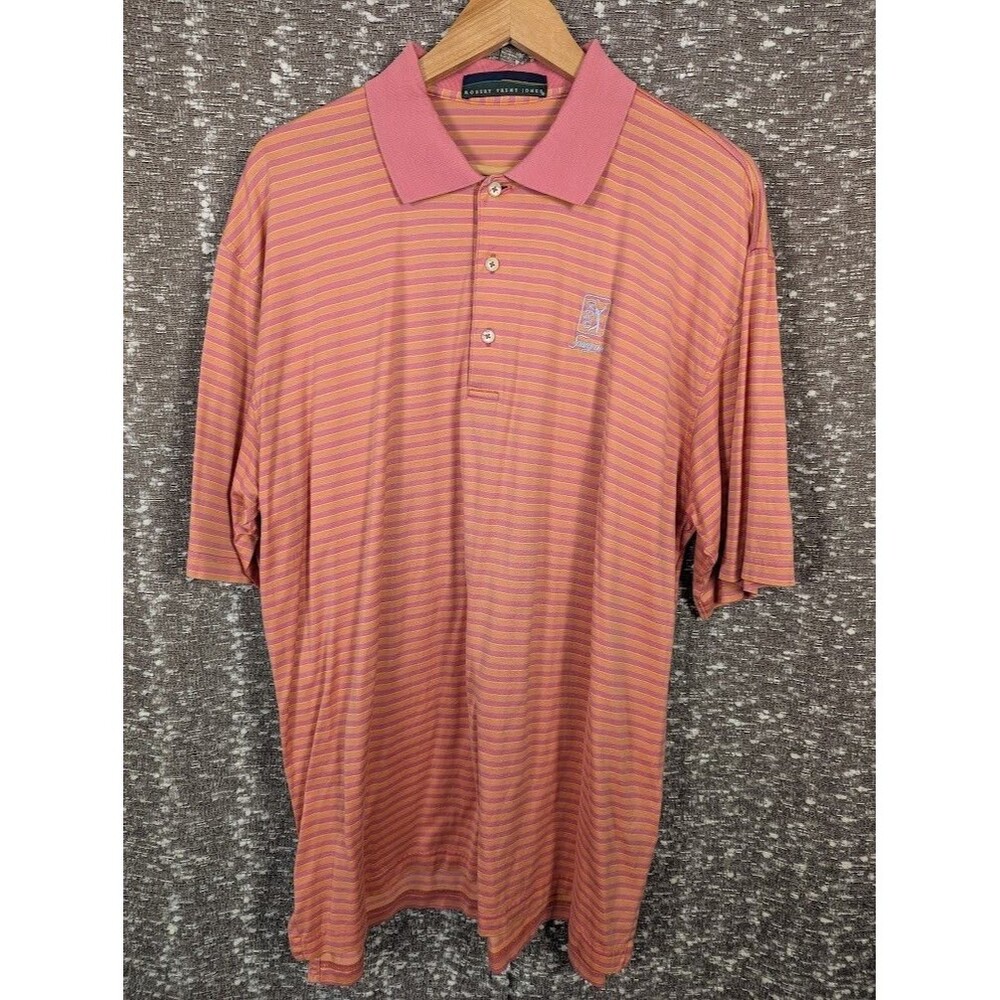 Robert Trent Jones TPC Sawgrass Pink/Orange Striped Golf Polo Men's Large‎